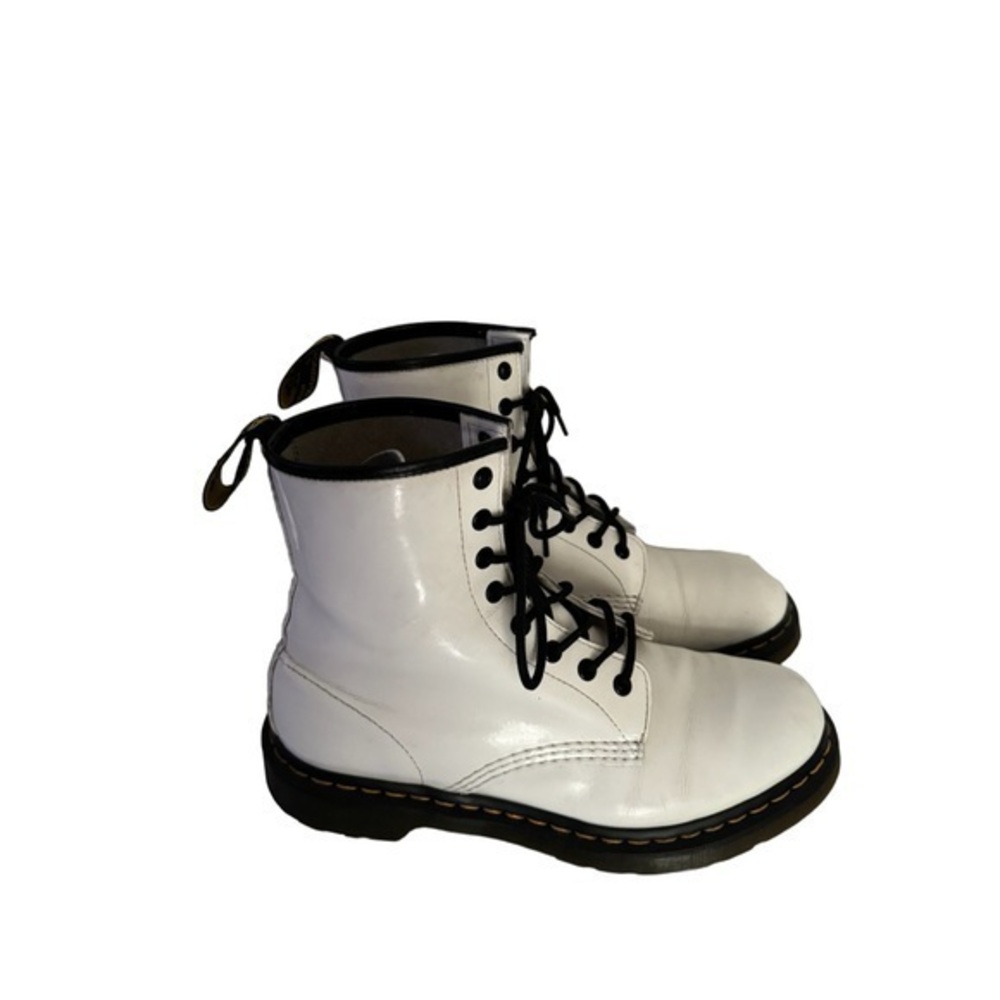 DR MARTENS 1460 Softy White Leather Lace Up combat boots Boots size 10